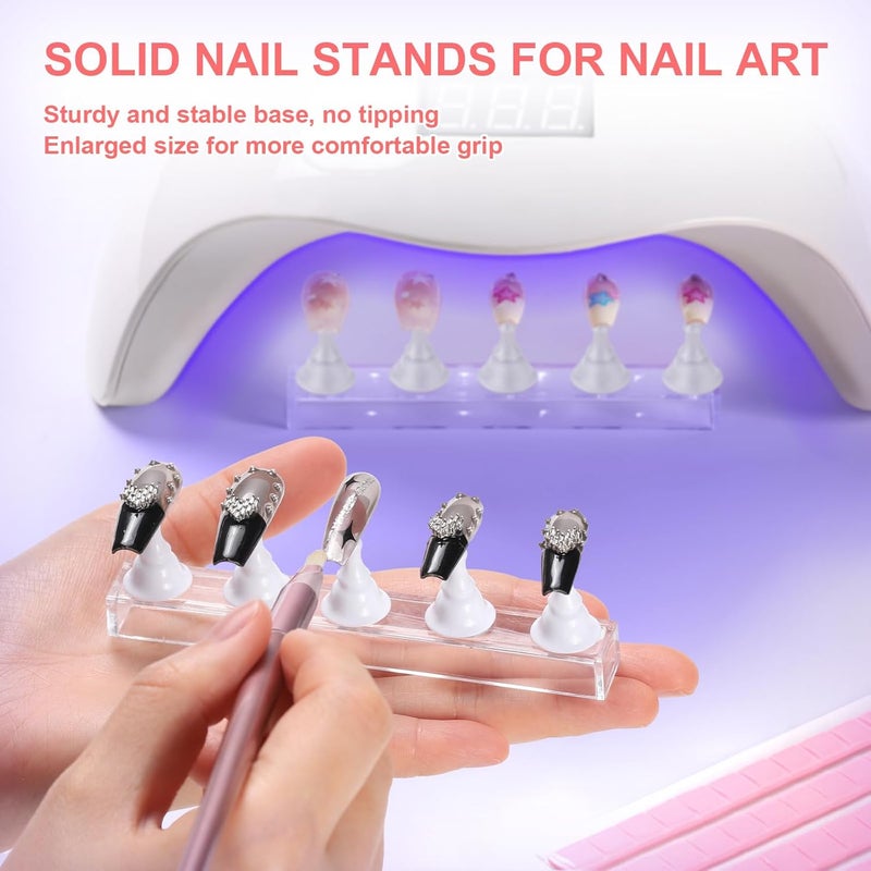 Etercycle Nail Stand Press On Nail Stand Nail Holder for Painting Nails Magnetic Nail Tips Practice Stands with 80Pcs Reusable Putty (White) - Image 3